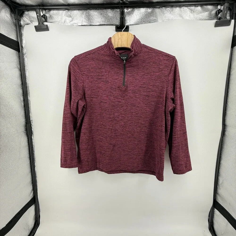 01.Algo‎ Quarter Zip Pullover Mens XXL Burgundy Heathered Performance Stretch